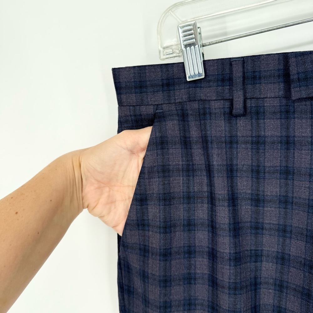 Paul Smith Size 34 TALL Loro Piana Wool Navy Plaid Trouser Dress Pants Business - Picture 6 of 15